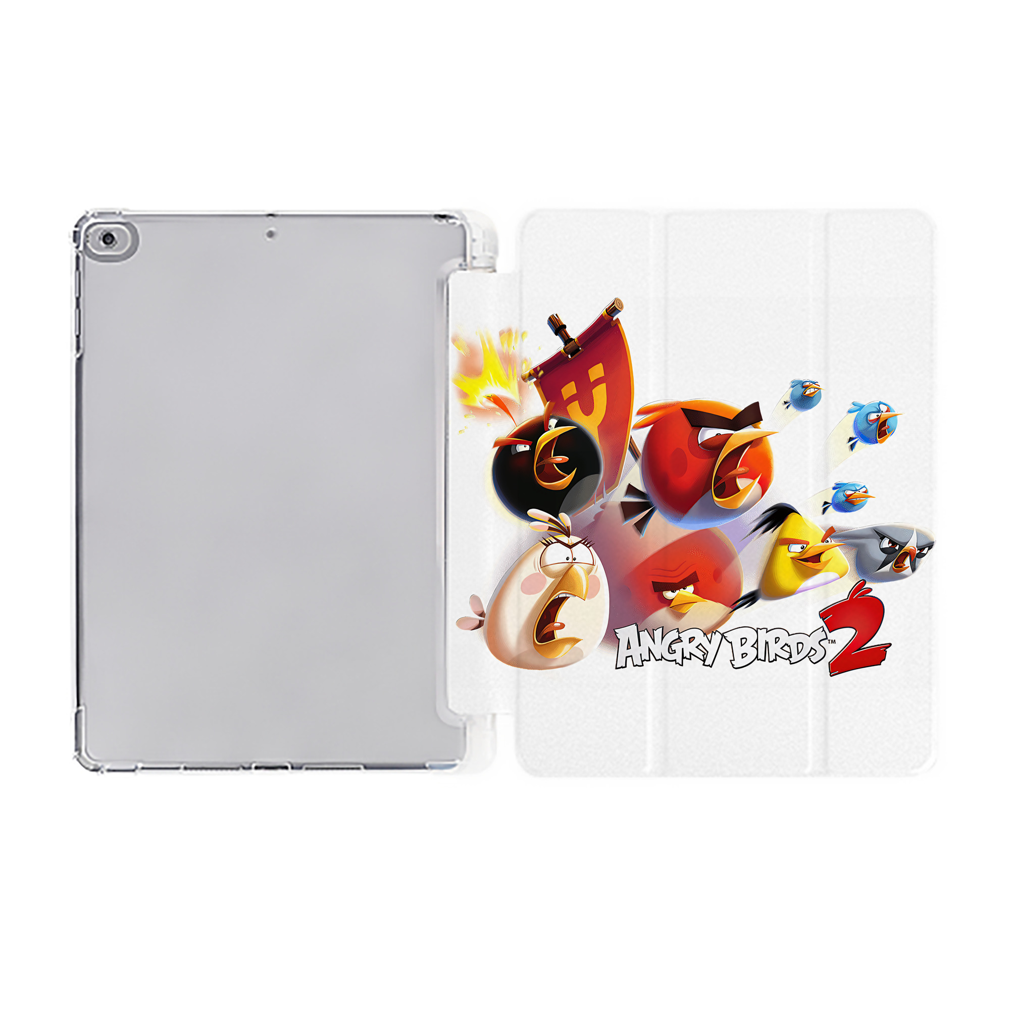 （画像用） Angry Birds アングリーバード IPad ケース ペン収納付き 三つ折りスタンド PUレザー×シリコン 対応機種9.5/10.5/10.9インチ
